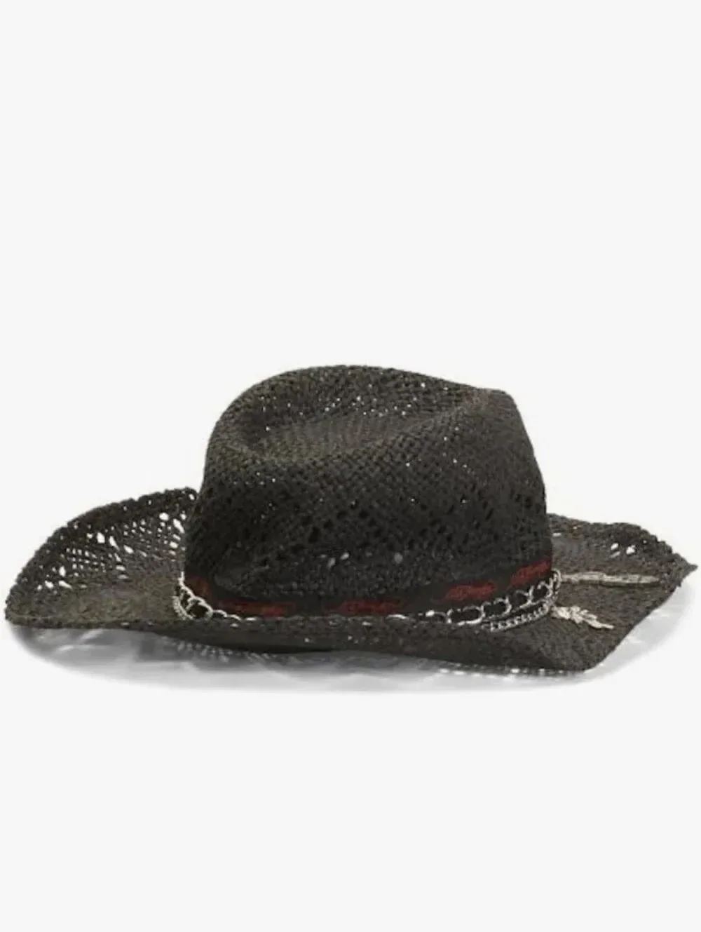 🆕️🤠Ed Hardy Black Straw Cowboy Hat, OS